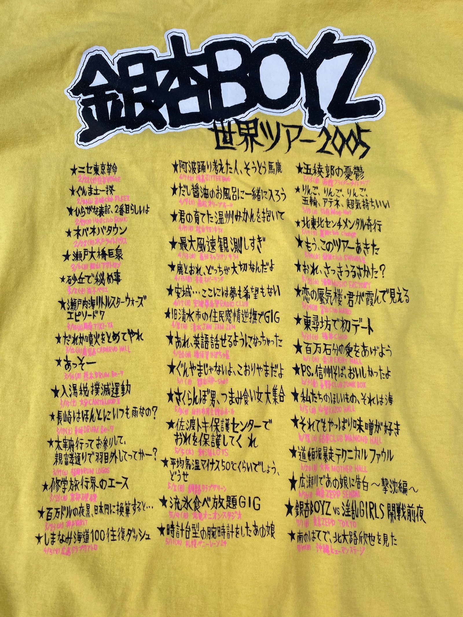 銀杏BOYZ 2005 世界ツアーT(47都道府県ツアータイトル大喜利