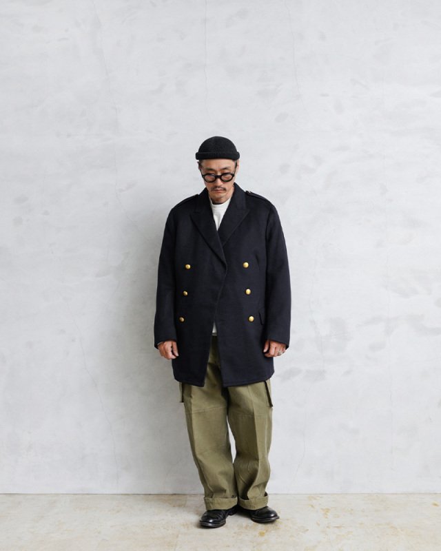 美品！ バーバリーズ 白タグ 紺 ピーコート M L相当 ウール ダブル 美