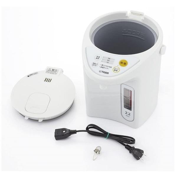 タイガー（TIGER） マイコン 電動 ポット 2.2L ホワイト 白 節電 3段階