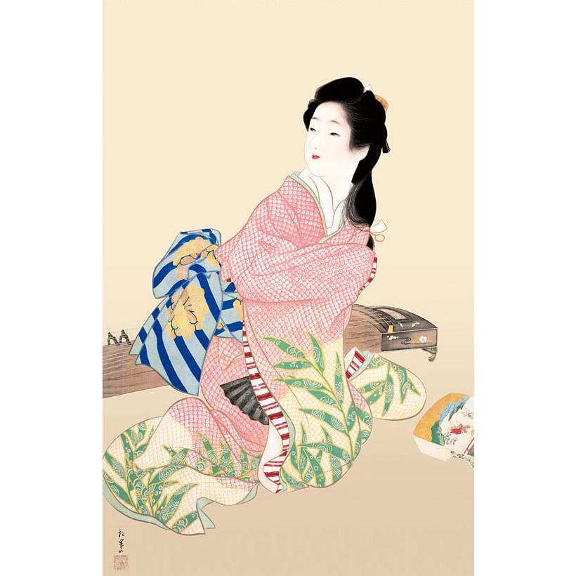 掛軸 掛け軸 和風モダン掛 娘深雪 上村松園 約横28cm×縦60cm ミニ