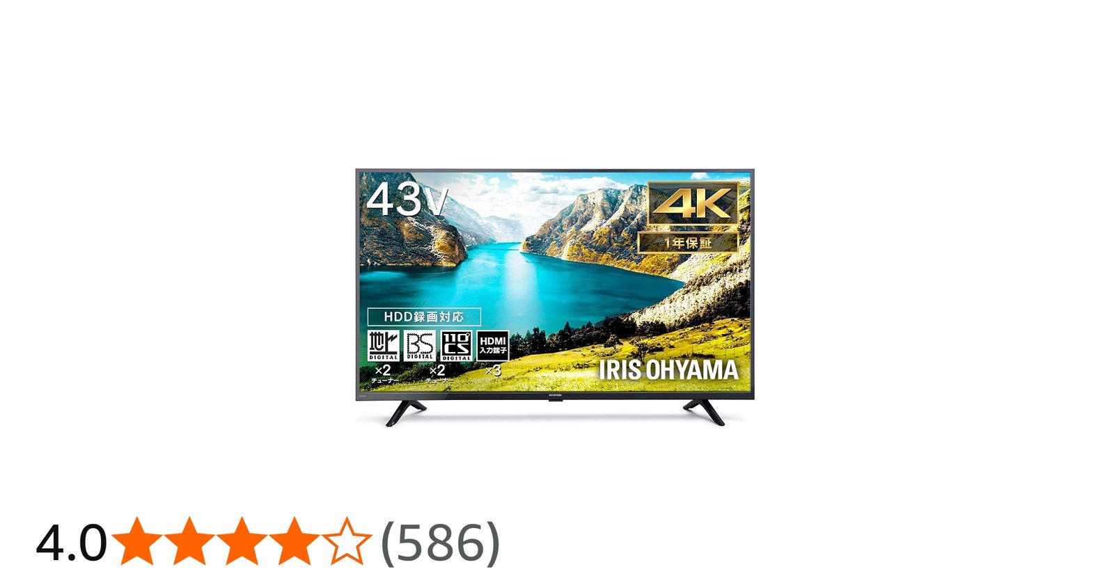 Amazon | アイリスオーヤマ テレビ 43V型 4K対応 液晶テレビ 43UB10PB