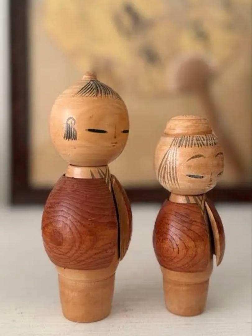 宮下はじめ作】1970年代 創作こけし 二体組 12.5cm・15cm - メルカリ