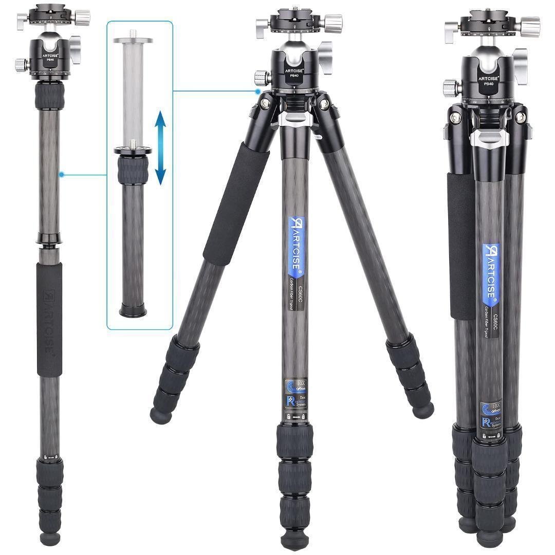 新品同様✨軽量カーボン三脚　10層カーボン 雲台セット　60C SIRUI 超軽量カーボンファイバー製ポータブル三脚セット(ボール雲台：B