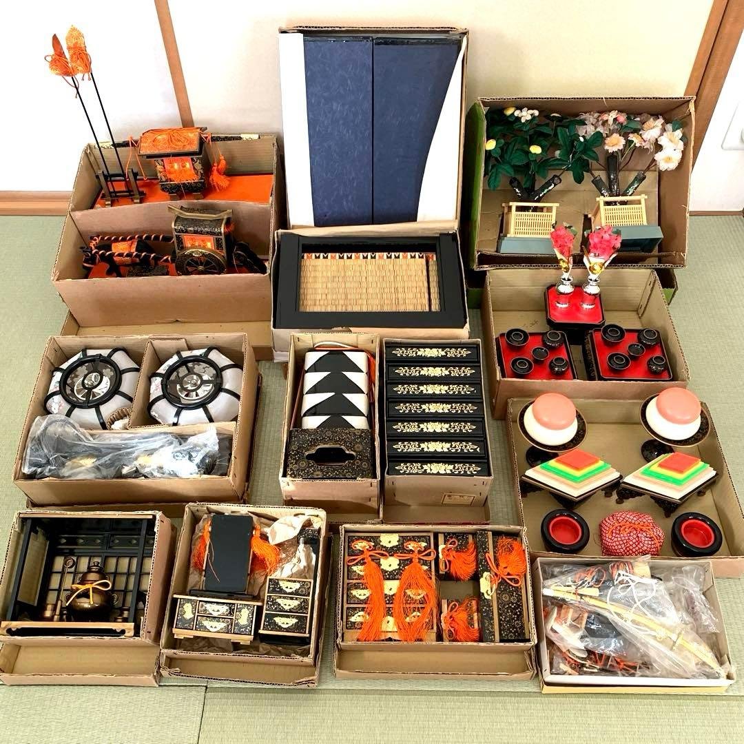 雛人形道具セット　ひな人形　御道具セット　七段 豆お道具七品セット 12号 雛人形道具 豆道具 ひな人形用のお道具セット