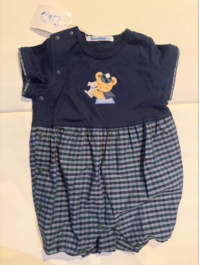 新品/タグあり/ファミリア チェックロンパース 70cm familiar チェック柄ロンパース 70サイズ - メルカリ